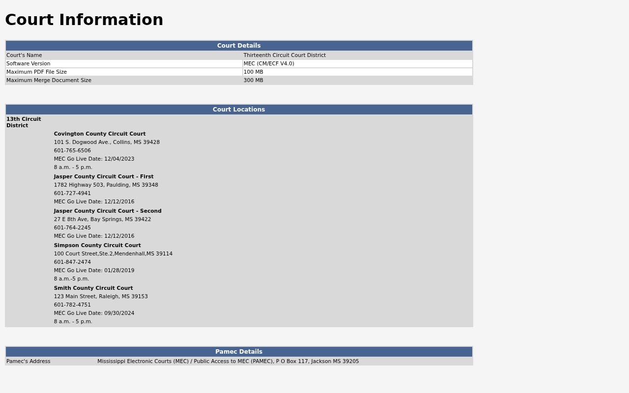 Smith County warrant records Circuit MEC information